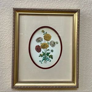 Vintage Framed Botanical Bouquet Art Mums
